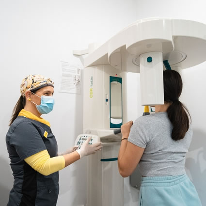 Patient getting pano xray