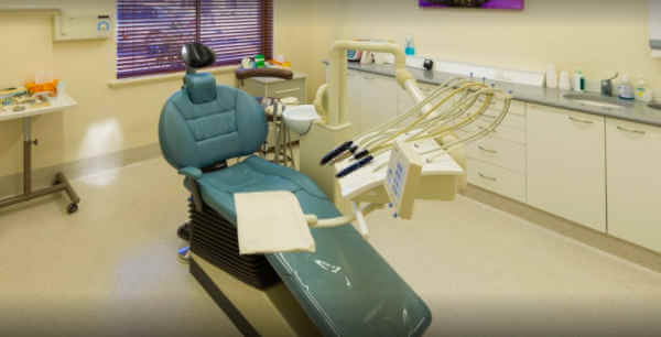 dental chair in exam room