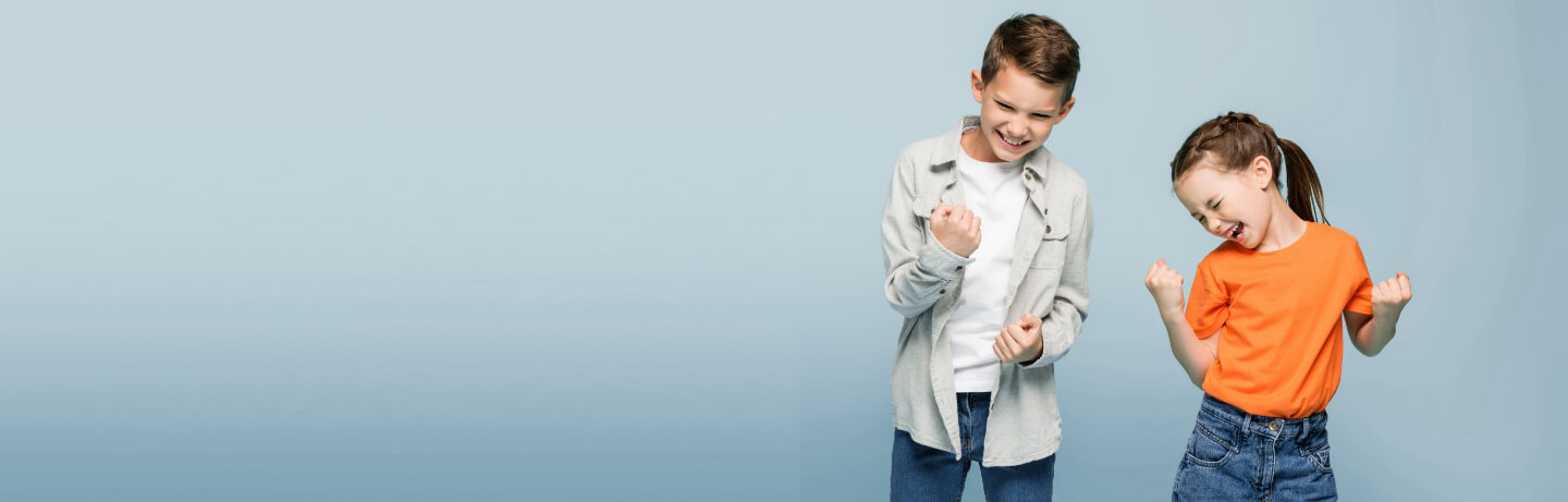 Boy and girl celebrating