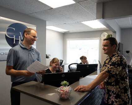 doctor at reception desk