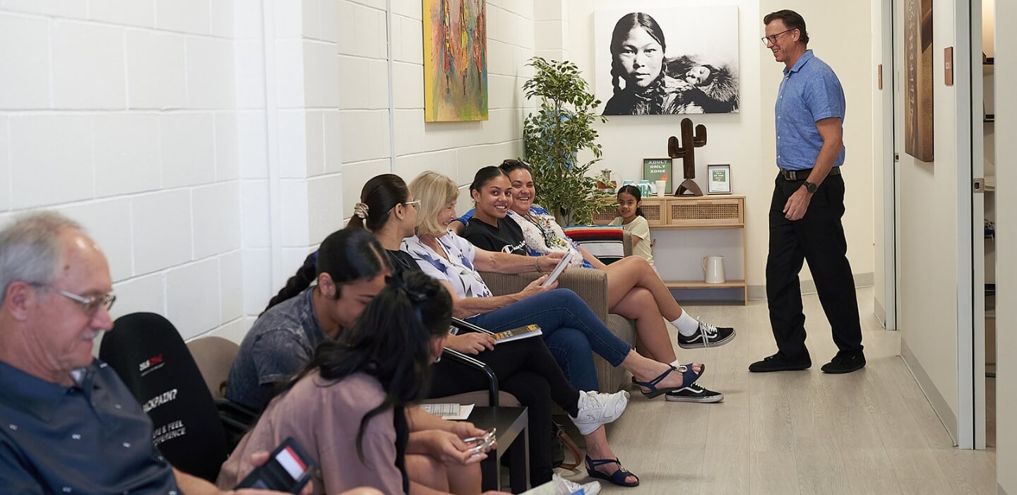 Patients waiting at the reception