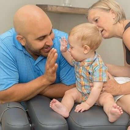 Connor and mom with doctor