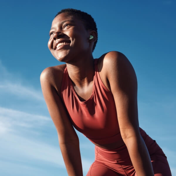 Smiling female athlete