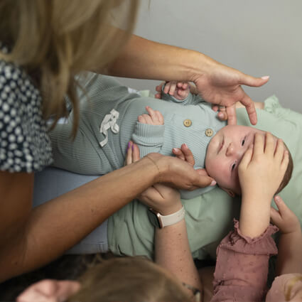 Neck check infant patient close up