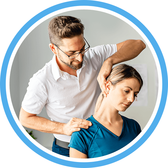 Chiropractor stretching patient neck
