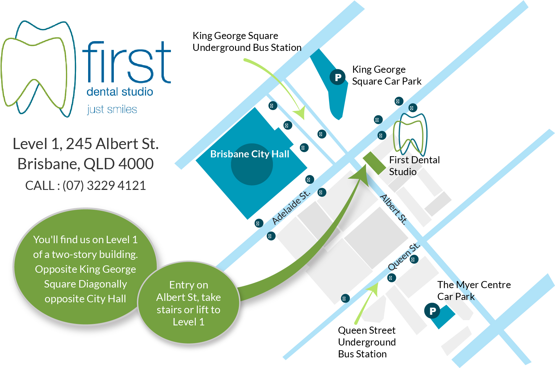 Contact First Dental Studio in Brisbane CBD QLD