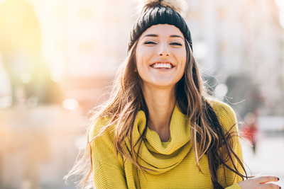 woman with whitened teeth smiling