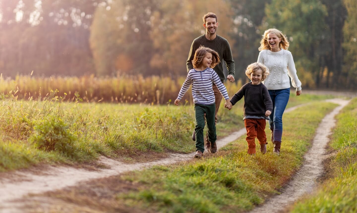 happy family on a hike