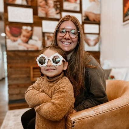 mom and kid in our waiting area