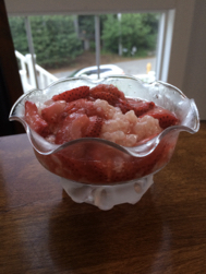 Strawberry Tapioca in a glass bowl