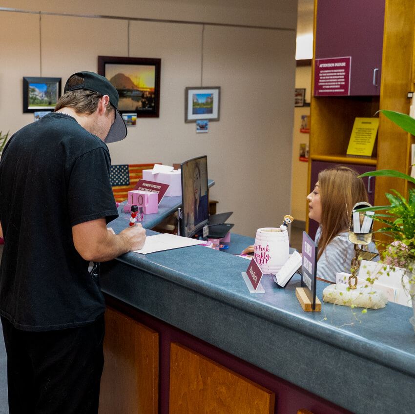 patient at our front desk
