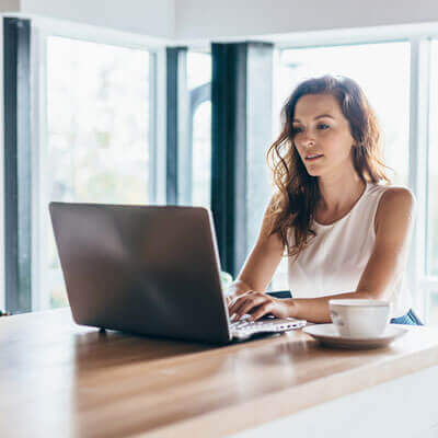 Young woman on computer