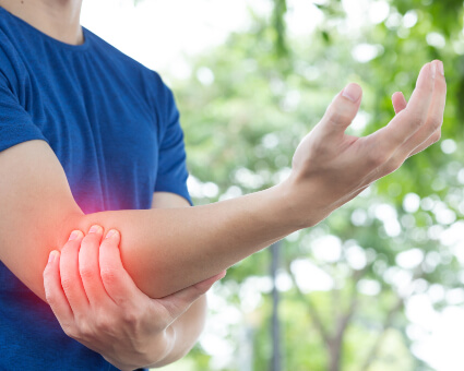 Man with elbow pain