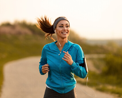 Smiling female athlete