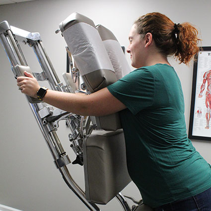 pregnant patient using adjusting table