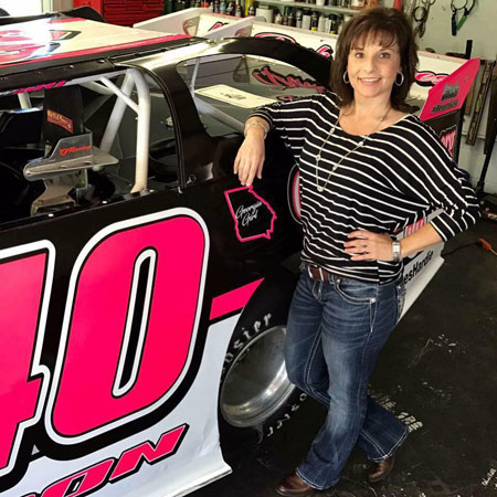 Tina Johnson, race car driver sponsored by Davis Chiropractic Center 