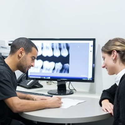 going over paperwork with patient