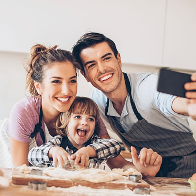 Family taking selfie photo