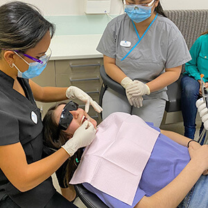 Woman in dental chair