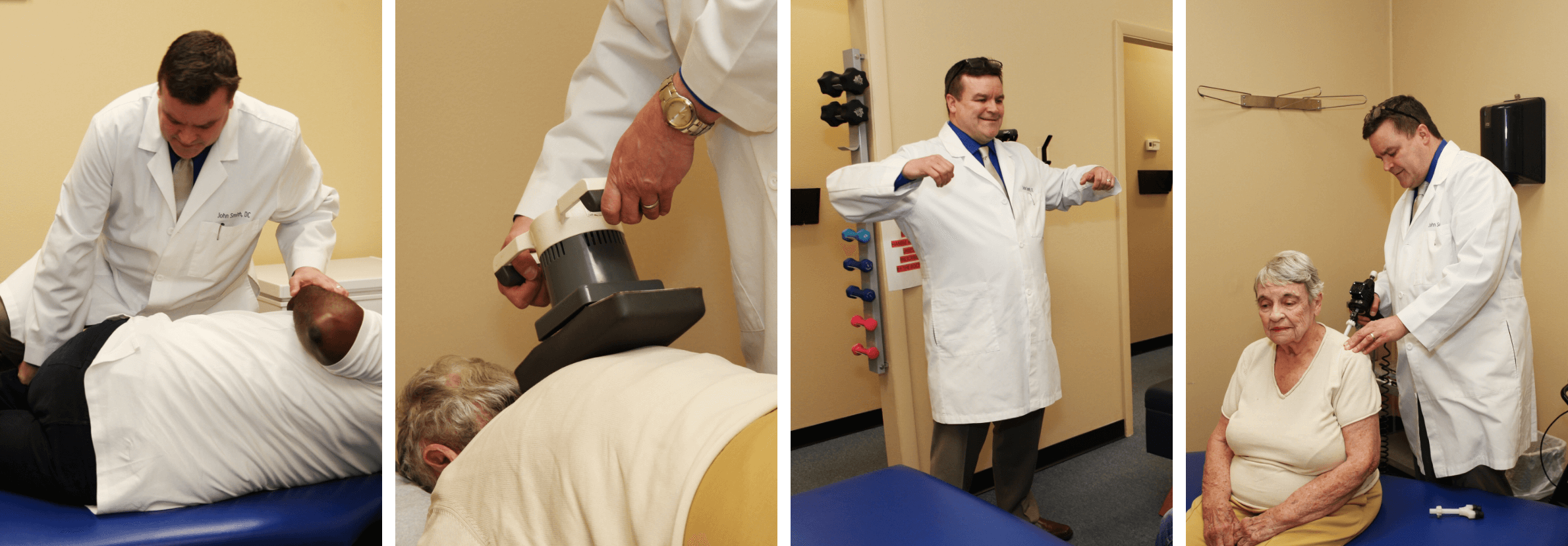 collage of Cincinnati chiropactor Dr Smith with patients
