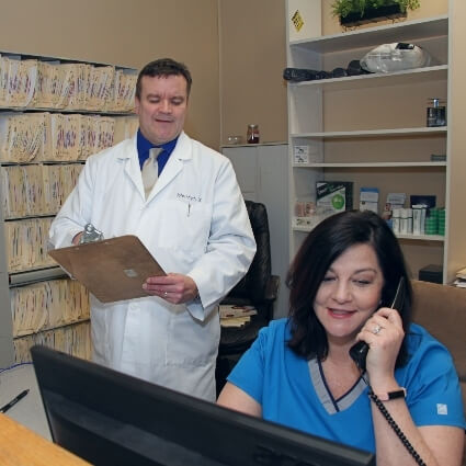 our team behind the front desk