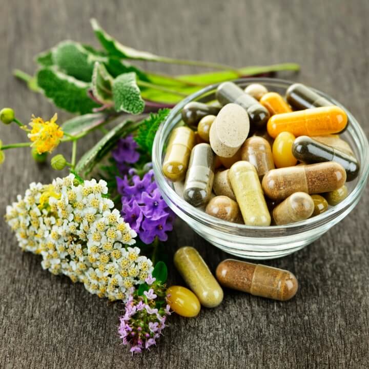 bowl of supplements