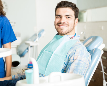Male patient dental visit