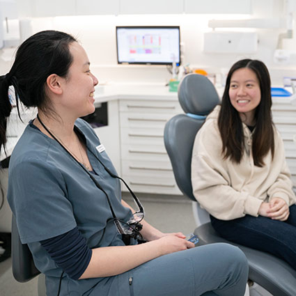 dentist and patient talking