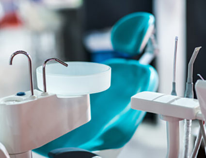 dental chair in a dentists office