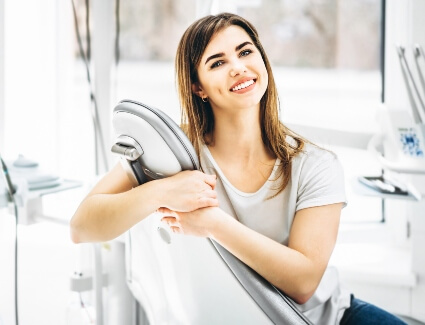 Happy lady during dental appointment