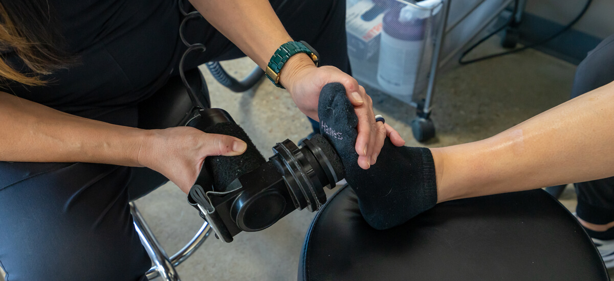 using tool on foot