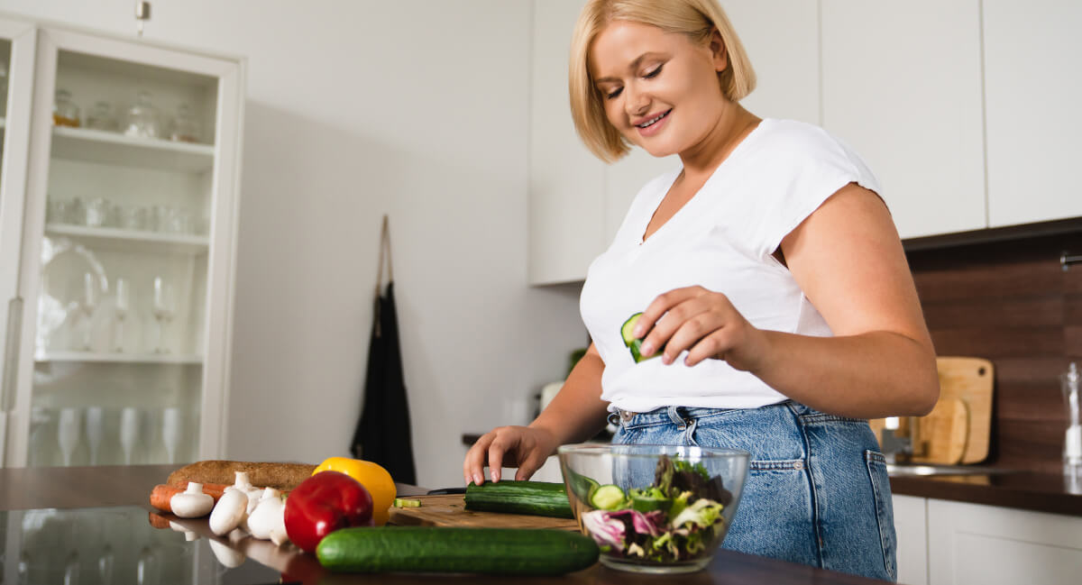 Woman cooking a healthy meal