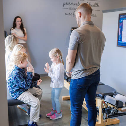 Dr Andrew with pediatric patients