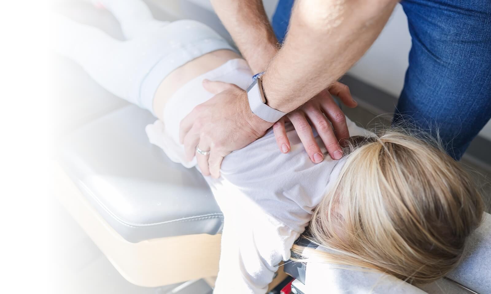 Toddler having back adjusted