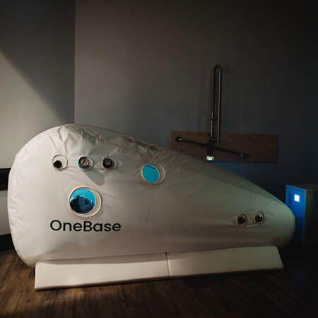 dark room with oxygen chamber