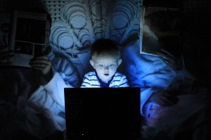 Blue light child in bed