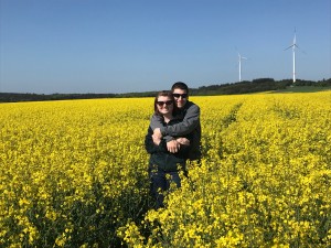 couple in a field of flowers