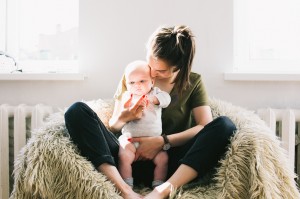 Mom holding baby