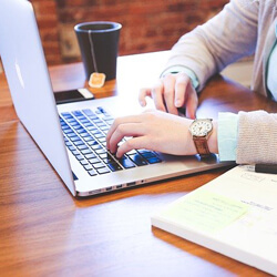 Woman working on laptop