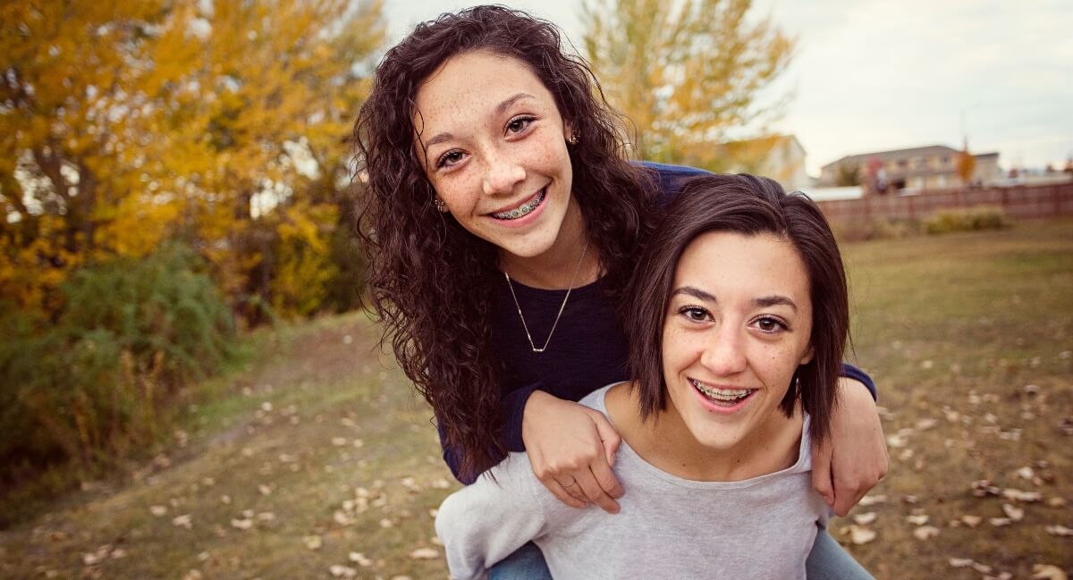 Two woman with braces