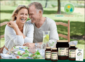 Couple at table with products