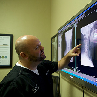 Dr. Kyle reviewing xray