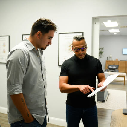 pointing to test results