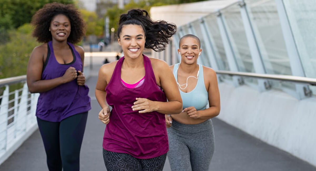 Group of women running