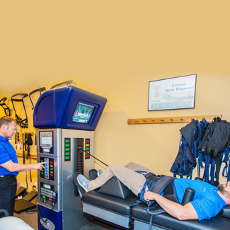 Patient laying on therapy table