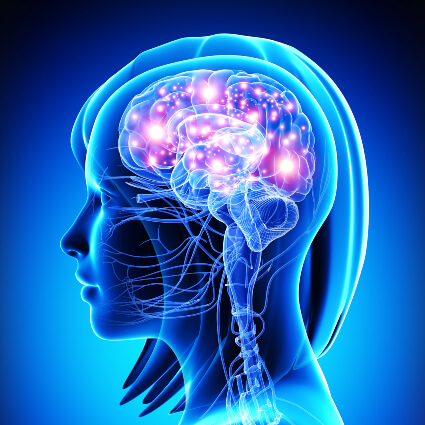 illustration of a brain with activity