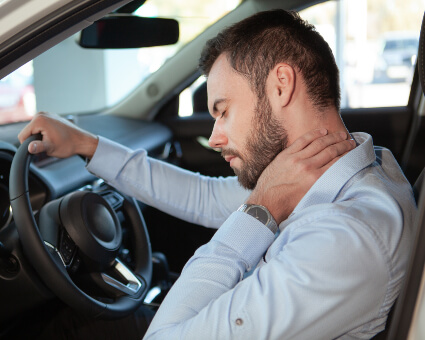 Man with neck pain after car crash
