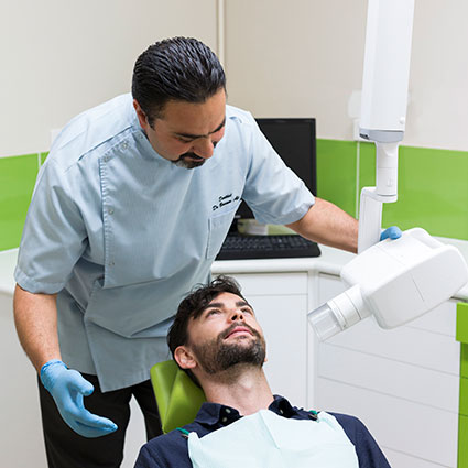 Patient getting dental xray