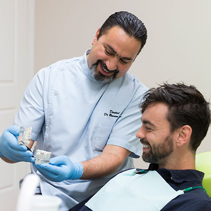 Showing patient teeth model