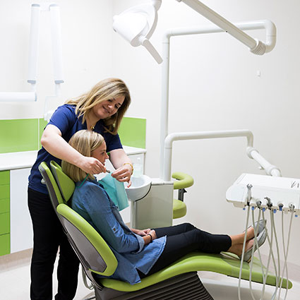 Woman in dental chair